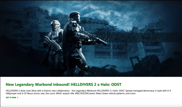 Helldivers 2 x Halo ODST crossover promotional artwork — Legendary Warbond launch.