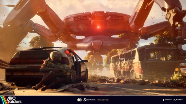Arc Raiders massive ARC machine boss encounter during field battle