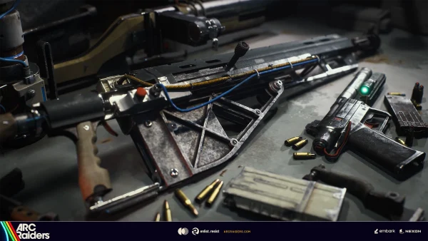 Arc Raiders crafting and weapon customization bench — modular gear upgrades in Speranza base