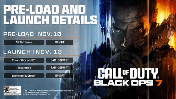 Call of Duty: Black Ops 7 preload and launch schedule — November 10–13